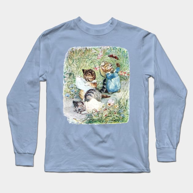 Tom, Moppet and Mittens Kitten - Beatrix Potter Long Sleeve T-Shirt by forgottenbeauty